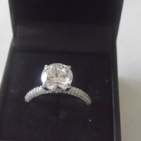Diamonique 4.64ctw Sterling Silver Engagement Ring Size 11 - Picture 3 of 6